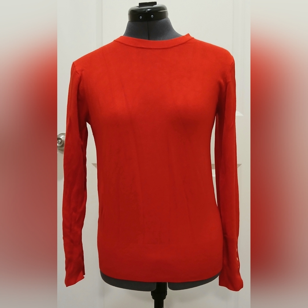 Zara Red Long Sleeved‎ Sweater With Gold Buttons
